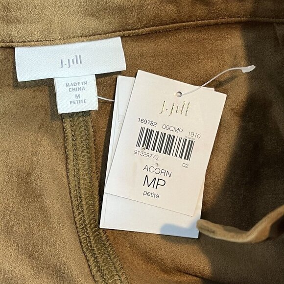 J. Jill Faux Suede Fixed Wrap Knee Length Skirt in Acorn Brown Medium Petite MP - Picture 2 of 11